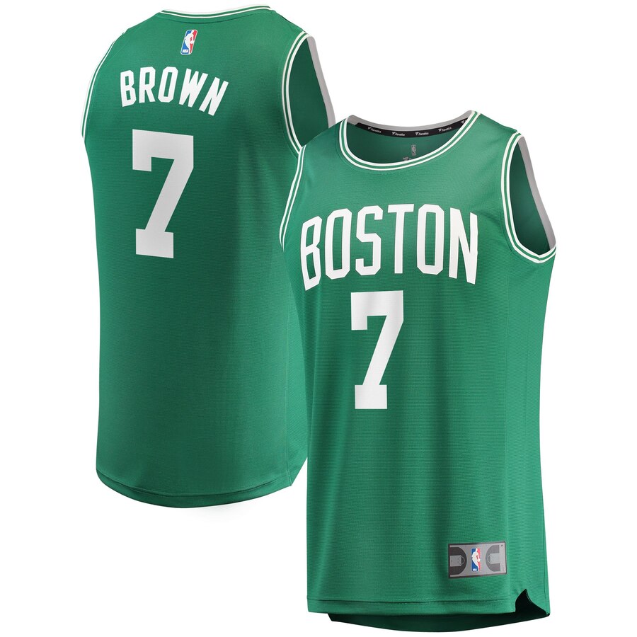 Men's Boston Celtics Jaylen Brown #7 Fast Break Fanatics Branded Kelly Green Replica Icon Edition Jersey 2401UURZ